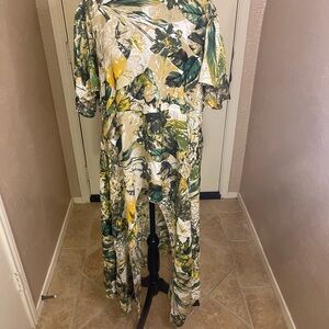 Floral Maxi Dress with Green and Yellow Accents